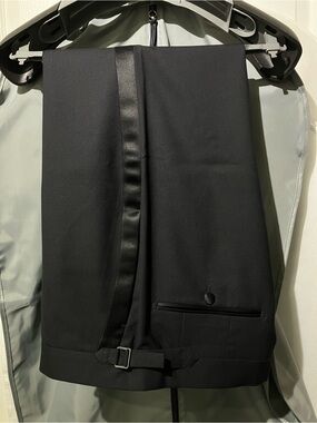 Tom Ford Black Formal Tuxedo Trousers Wool Satin Silk
